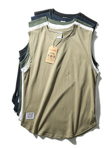 Comfortable and easy to wear! Comb with cotton! Sweat and breathable! Summer male retro water washing sports casual sleeveless vest
