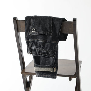 
Retro black and gray! Yeast washed micro-elastic! Autumn new men's fashionable elastic waist versatile straight leg jeans