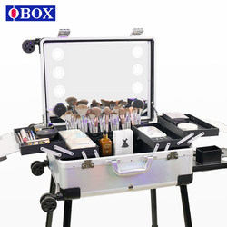 2026 New Obox Makeup Case, Professional Makeup Artist Storage Box with Light and Trolley