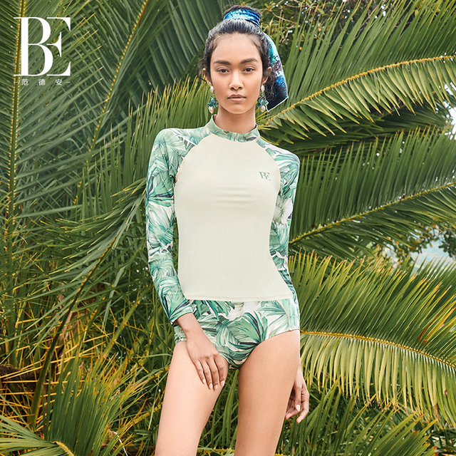 BE Fan De'an surf series women's split swimsuit fashionable sun protection long-sleeved split skirt three-piece set new style