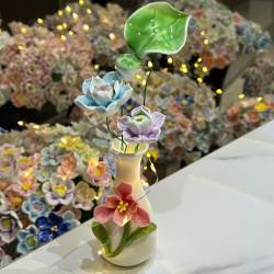 Jingdezhen Ceramic Flower New Year's Gift, Desk Ornament, Gift for Girlfriend, Gift for Best Friend, Creative Birthday Gift