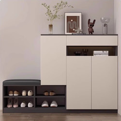 Solid Wood Shoe Cabinet for Home Use, Shoe-Changing Bench, Shoe-Wearing Stool, Entryway Storage Integrated Wall-Mounted Storage Cabinet, Indoor Shoe Rack