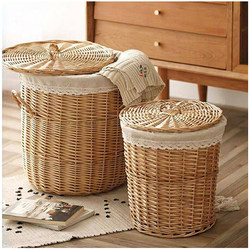 Wicker and Rattan Storage Basket, Dirty Clothes Hamper, Nordic Style, Household Laundry Basket, Dirty Clothes Basket, Clothes Box, Storage Bin