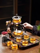 Bộ ấm trà tự động bằng thủy tinh, ấm trà từ tính gia dụng, tách trà Kung Fu, đèn văn phòng hiện vật pha trà sang trọng dành cho người lười biếng