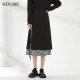 Spliced ​​plaid skirt for women in spring and autumn 2025 new high-waist strap mid-length chessboard plaid a-line skirt