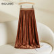 Two-sided gold velvet skirt for women with autumn and winter elastic waist splicing slim pleated skirt mid-length high-waisted umbrella skirt

