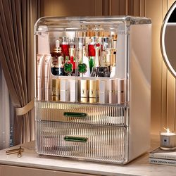 Cosmetic Storage Box, Desktop High-End Dressing Table, Skin Care Product Storage Rack, Dust-Proof, Large-Capacity Organizing Storage Box