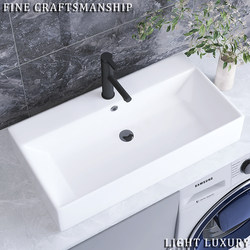 Ceramic Countertop Basin Large Size Wash Basin Single Basin for Home Balcony Rectangular Wash Basin Hotel Bathroom Basin