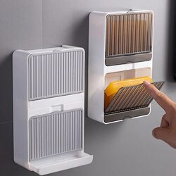Creative soap dish with lid and double compartments for draining and punching holes