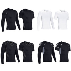 Sports Bodysuit Men's High-Elastic Quick-Drying Long-Sleeved Short-Sleeved Basketball Football Fitness Cycling Bottoming White Sweat-Absorbent T-Shirt