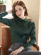 Women's long-sleeved shirt 2025 new professional formal wear design niche top dark green fashionable temperament women's shirt