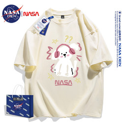 Nasa Co-Branded American-Style Heavyweight Pure Cotton T-Shirt for Men and Women, Trendy and Versatile Printed Loose Short-Sleeve Summer Five-Quarter Sleeve