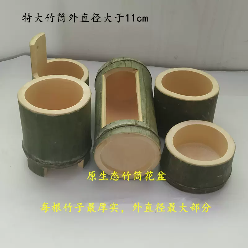 特大口径竹筒花盆田园竹子花器多肉绿植花桶创意竹制花瓶器-Taobao