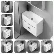 Tủ chậu rửa treo tường kết hợp căn hộ nhỏ phòng tắm tủ phòng tắm đơn giản không gian nhôm mini tích hợp tủ âm tường 30 móc dán tường Nhà cung cấp đồ nội thất