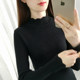 Half turtleneck bottoming shirt for women spring and autumn new black sweater mid-collar top with long sleeves and short sweater pullover