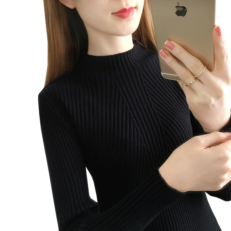 
Half turtleneck base shirt for women's fashionable 2024 new long-sleeved sweater top slim and tight inner wear autumn and winter sweater