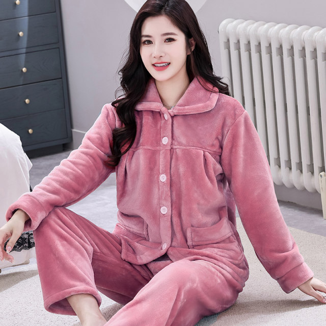 Winter coral velvet pajamas for women, winter thickened women's flannel ...