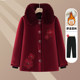 Middle-aged and elderly women's winter clothing, grandma's cotton-padded coat, elderly mother's thickened cotton-padded jacket, old lady's warm fur-collar cotton-padded coat