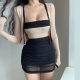 ZZ bone ZZ autumn new European and American style street casual temperament versatile mesh folds thin waist skirt