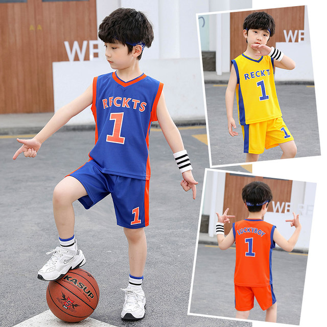 Children's new summer sports suit boys' summer basketball uniform girls ...