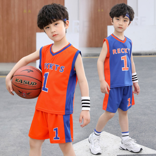 Children's new summer sports suit boys' summer basketball uniform girls ...