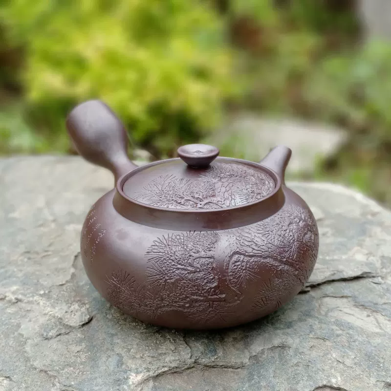 日本茶壶原装进口万古烧大名家清水醉月作紫泥寒松急须茶铫包邮-Taobao