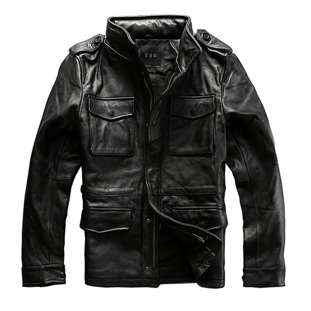 Genuine leather hunting suit for men, first-layer cowhide stand-up ...