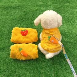 Double-Sided Fleece Cat and Puppy Clothes, Winter Warm Pet Vest, Small Teddy Puppy Thickened Clothing, Can Be Used with a Leash