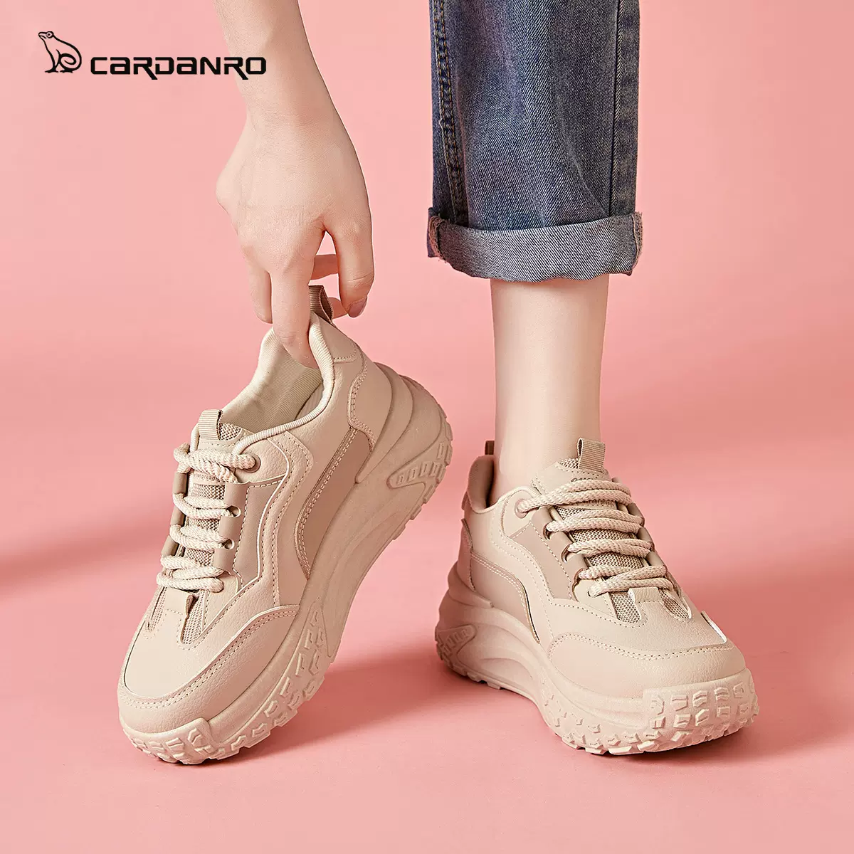 意大利卡丹路老爹鞋女2025新款春季软底轻便显脚小厚底时尚运动鞋