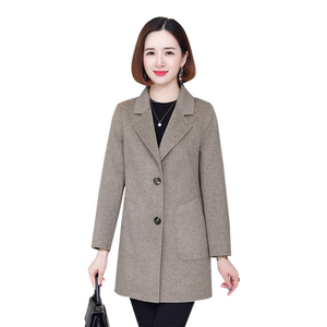 Mao woolen outer collars, long -term autumn and winter middle -aged and elderly suit collar wool woolen woolen woolen woolen double sides, zero cashmere coat

