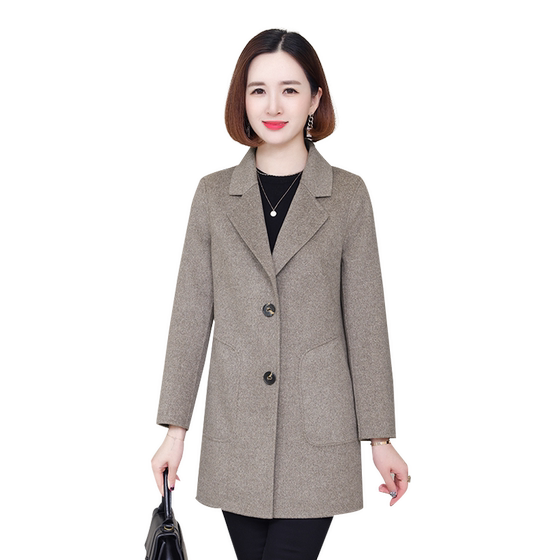 Mao woolen outer collars, long -term autumn and winter middle -aged and elderly suit collar wool woolen woolen woolen woolen double sides, zero cashmere coat
