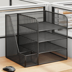 Desk Storage Rack File Organizer File Rack Storage Box Office Desk Bookshelf Office Supplies Collection Multi-Layer Metal File Frame Folder Document File Organizer Iron Book Stand