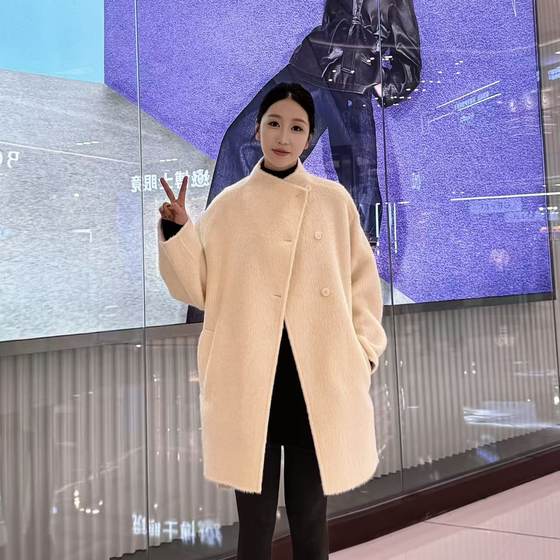 
Suli alpaca 2025 autumn and winter new style small high-end stand collar short coat