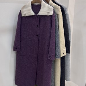 
Super nice knitted doll collar double-sided wool coat for women, high-end Korean mid-length woolen coat