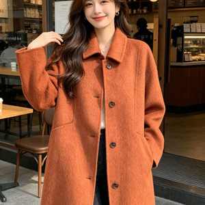 
Western style 2026 autumn and winter new style short stand collar double-sided wool coat for women petite cashmere woolen coat
