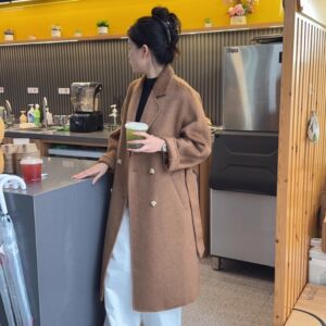 
Su Li Alpaca Haute Long 101801 Hot Coat Double Breasted Women's Long Autumn and Winter Woolen Jacket