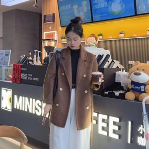 
Su Li Alpaca Haute Couture 101801 Hot Coat Double Breasted Women's Short Autumn and Winter Woolen Jacket