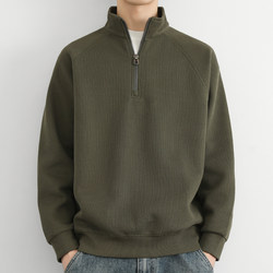 Heavyweight American-Style Half-Zip Sweatshirt for Men, Long-Sleeved, 2025 New Spring, Autumn, and Winter Casual Stand-Up Collar Jacket Top