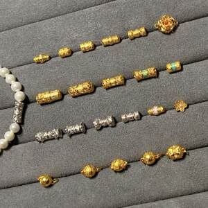 
S925 silver gold-plated 24K accessories six-character mantra lotus turnbuckle magnetic suction bracelet necklace end button