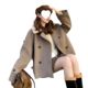 Beige woolen jacket for women in autumn and winter 2023 new small Korean high-end temperament small fragrance style short woolen coat
