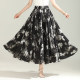 Printed chiffon large hem skirt long skirt for women 2025 summer new high-waist slimming A-line elastic waist skirt
