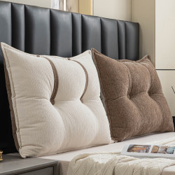 Chenille Combination Headboard Cushion Soft Backrest for Reading and Playing with Phone, Waist Support Cushion, Removable and Washable Sofa Pillow