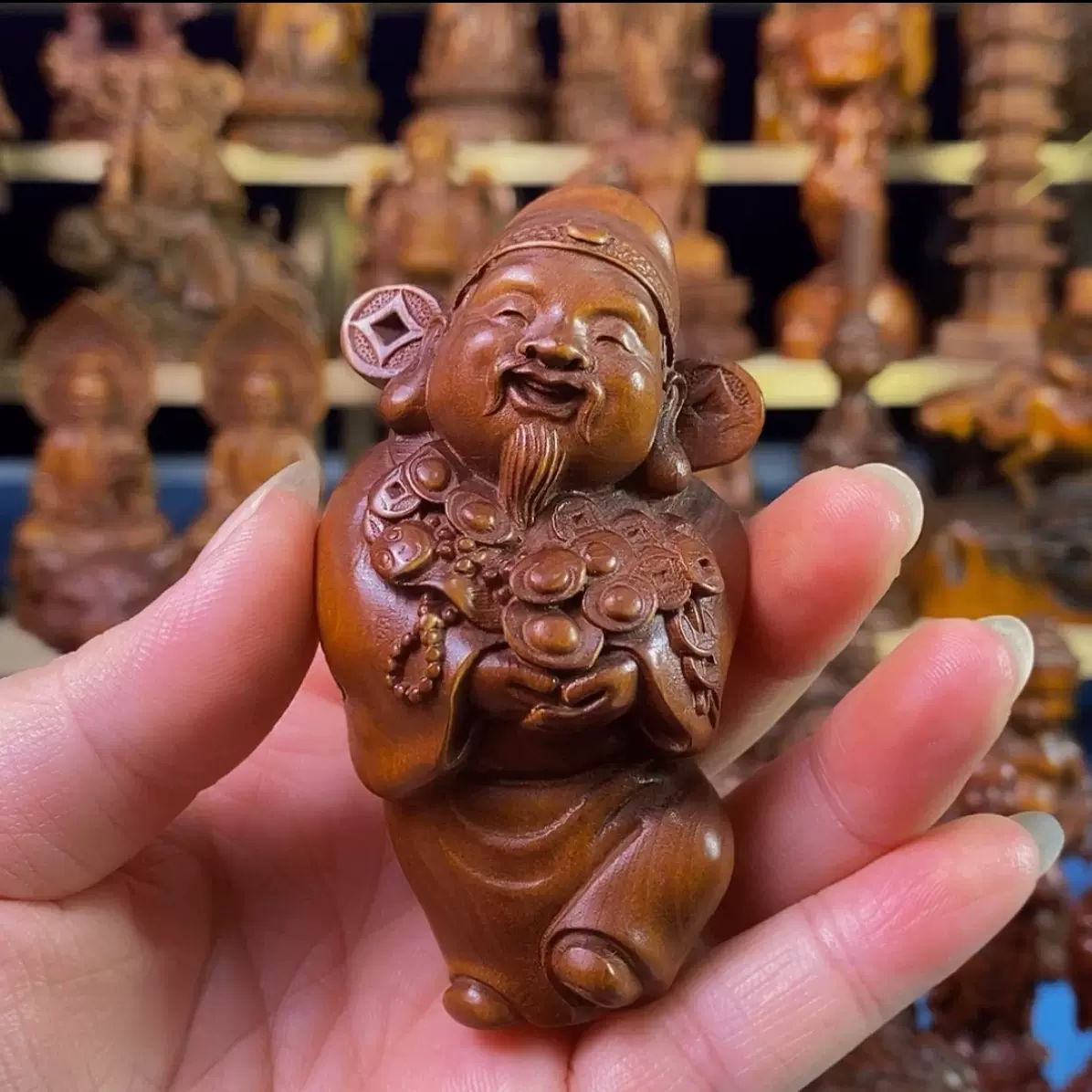 黄杨木雕雪山大士瘦骨罗汉（苦行僧）摆件实木雕刻复古