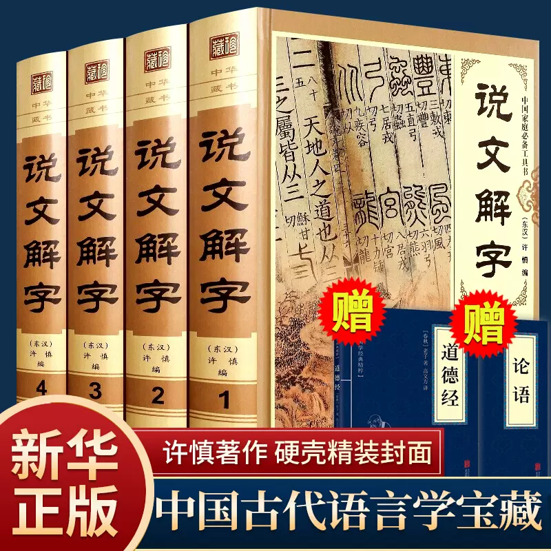 全套4册说文解字原版许慎540部首繁体字今释段玉裁注话说汉字语言文字小学生中华书局上海古籍岳麓书社咬文嚼字古代汉语语言学