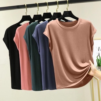 Thin Modal Round Neck vest Female Summer Wear sleeveless T -shirts loose inner bottom shirt versatile solid color top
