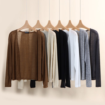 Summer outer wear ultra-thin long-sleeved sun protection top women's loose shawl jacket solid color large size mom's air-conditioned shirt