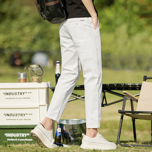 
Summer style pure cotton versatile white casual pants men's straight nine-point pants 2026 new trousers thin men's clothing