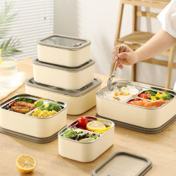 304 Stainless Steel Office Worker 800ml Detachable and Convenient Lunch Box, Microwaveable Lunch Box, Sealed Fresh-Keeping Box