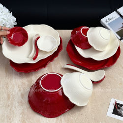 French retro cloth weaving household ceramic tableware set
