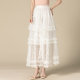 Temperament lace mesh skirt for women 2025 summer new high-waisted slim sweet and fluffy cake A-line long skirt